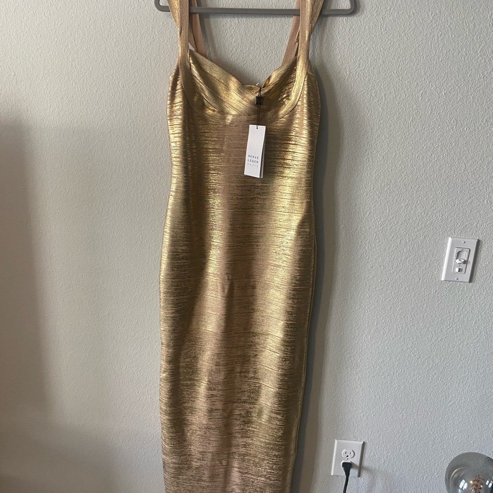 Herve Leger Metallic bandage gown